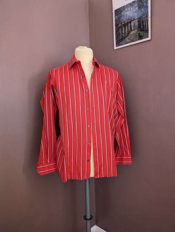 Camisa de rayas rojas para hombre new arrivals
