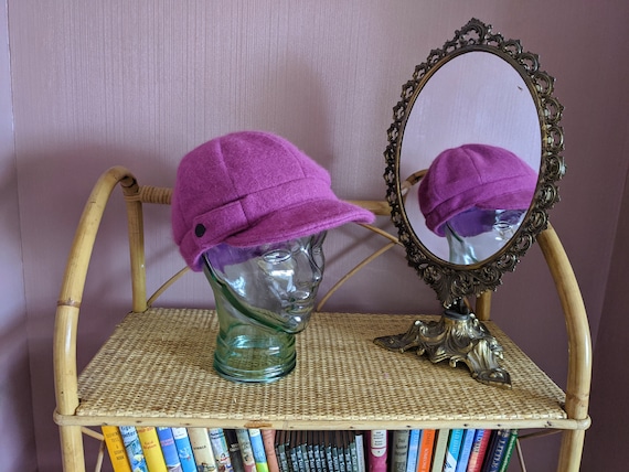 angora blend peak cap, purple baker boy hat, soft