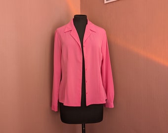 vintage pink blouse, size UK 12, Classics by First Avenue, 1990's shirt