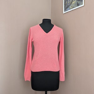 y2k pink wool jumper, size UK 10, pure new wool sweater