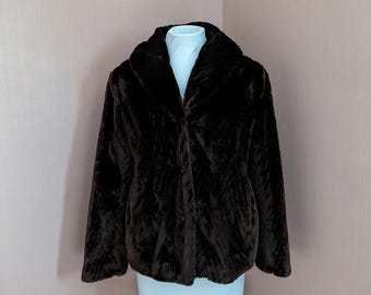 Vintage Max Pierre Brown Faux Fur Coat | Soft Plush Jacket| Size 10