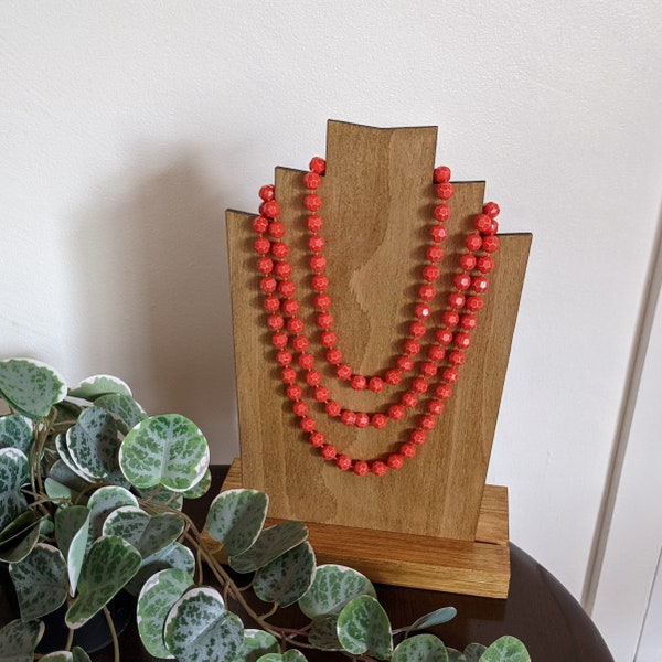 beautiful red long flapper beads, 1920's style flapper beads, long length beaded necklace