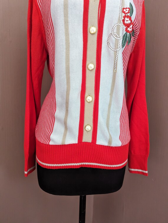 stunning ladies floral embroidered sweater, size … - image 4