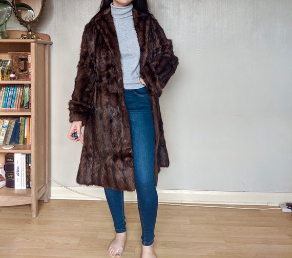 1950s brown mink fur coat size M/L, vintage mink f