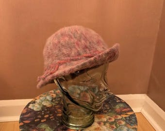 Vintage Kangol Angora Blend Bucket Hat in Soft Pink and Grey  display picture 3