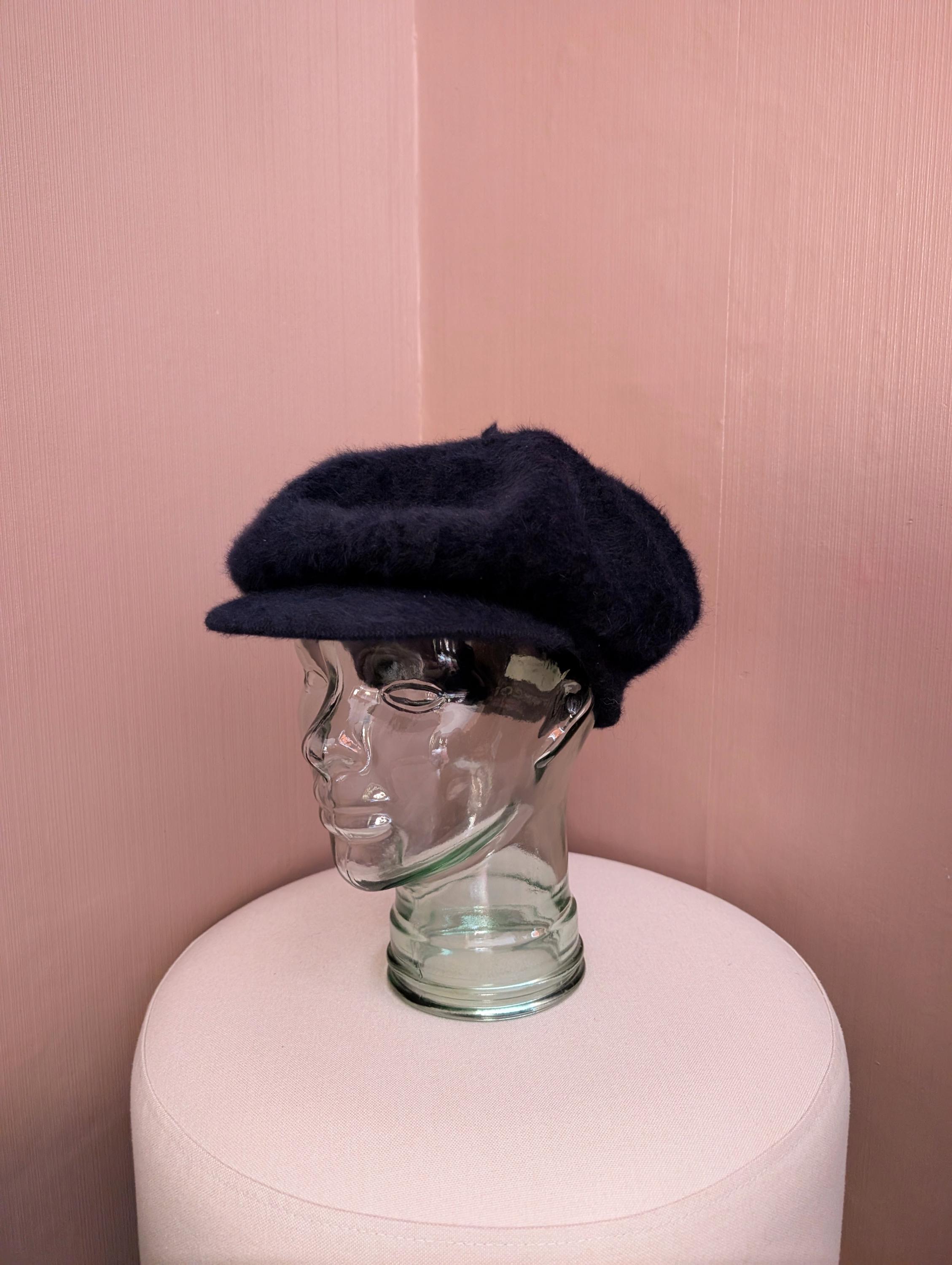 Kangol Black Furry Angora Beret‎ Bow Detail Made in England Vintage Y2K Faux Fur Beret – Kangol main image 3