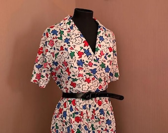 Vintage Blumen Print Wickelkleid - Größe 12 - Chic und Feminin