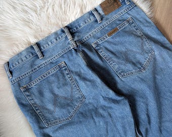 Jeans bootcut Wrangler "Qualità durevole" - W40 L32 - Denim vintage lavaggio chiaro