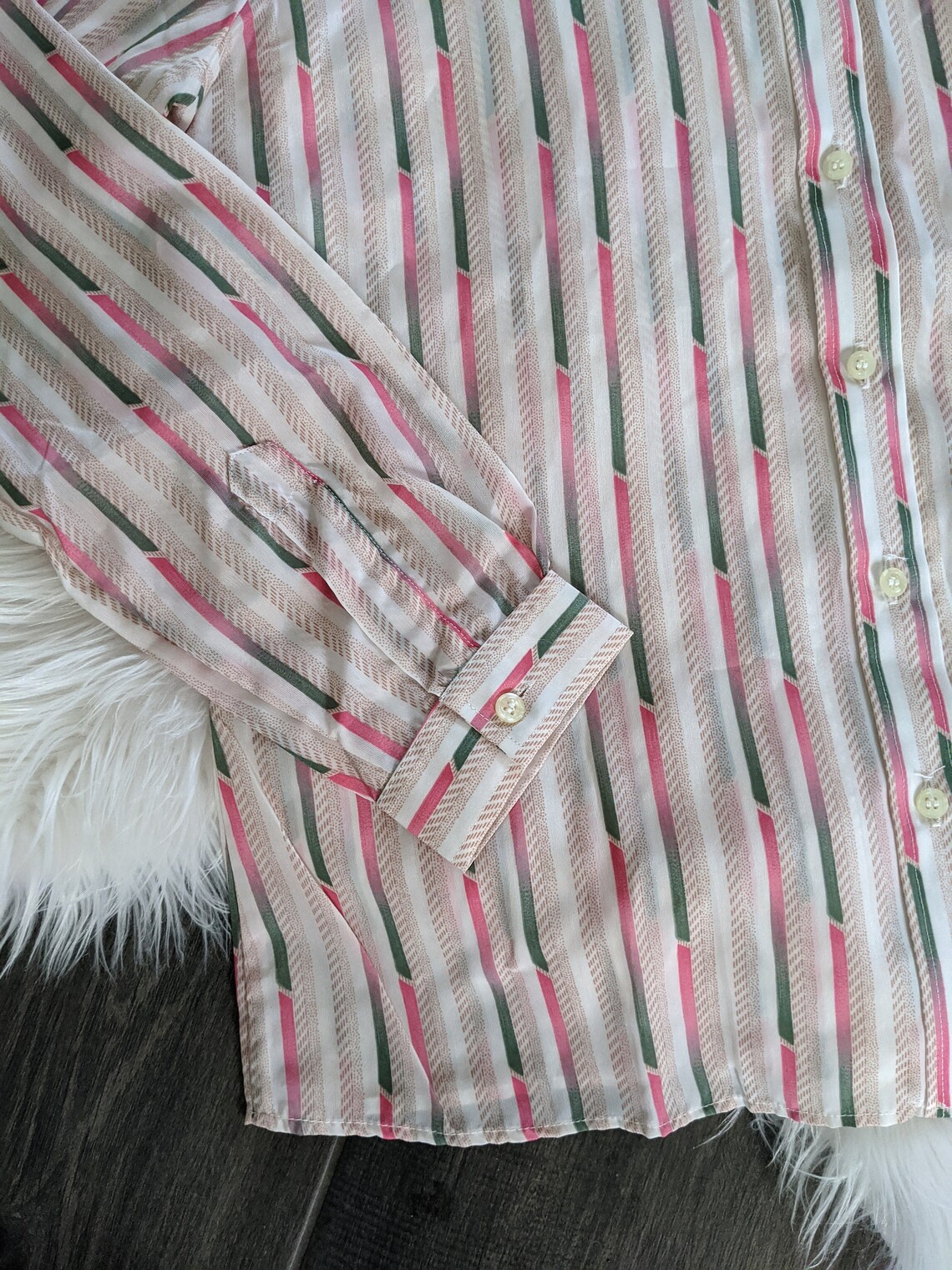Beautiful Ladies Pink and Green Striped Blouse Size S/M Pink - Etsy