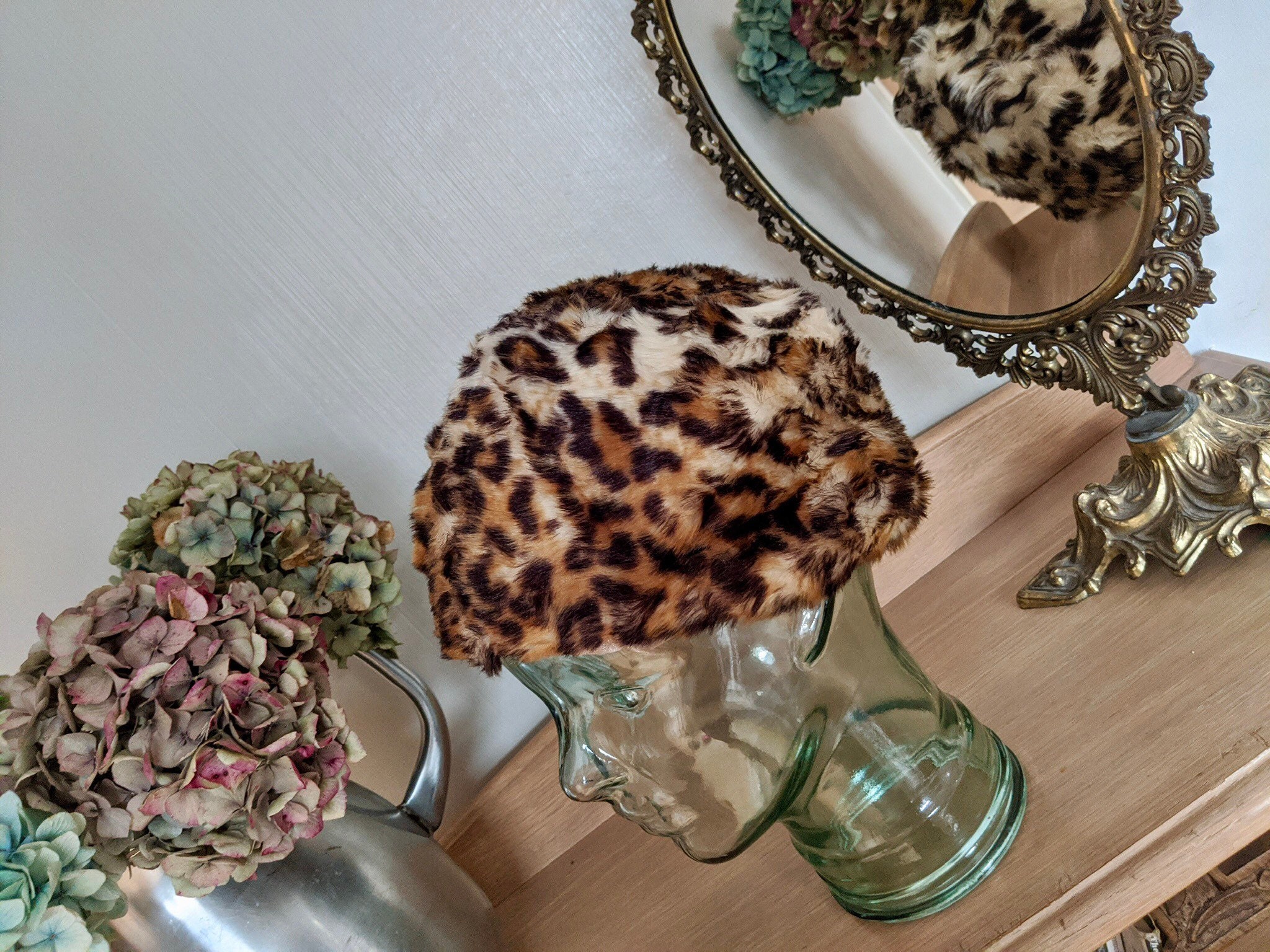Vintage 90s Faux Fur Leopard Print Bucket Hat Clueless Faux Fur Bucket Vintage Hats for Women for sale | eBay main image 2