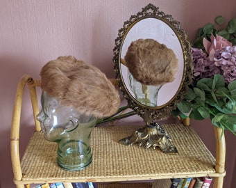 stunning brown colour fur hat, 1960's vintage fur hat, winter fur hat