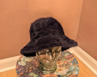 Vintage Kangol Navy Angora Bucket Hat – Made in England, Luxurious Angora Blend
