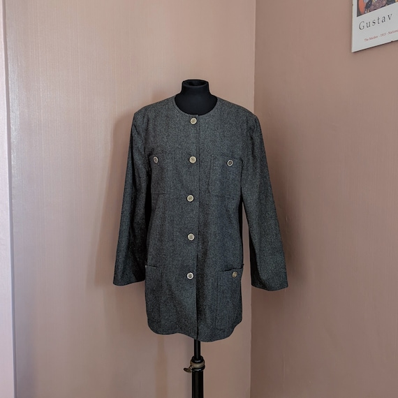 vintage charcoal grey wool coat , UK size 18, Jae… - image 1