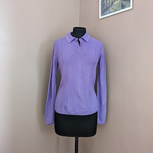 collared purple jumper, size S, 1990&#39;s sweater, preppy skater style