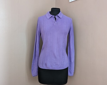 collared purple jumper, size S, 1990's sweater, preppy skater style