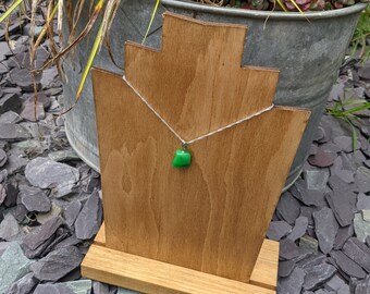 Handmade Green Stone Pendant Necklace - Natural Gemstone Jewellery, 925 Silver #24