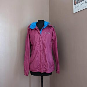 Vintage Stormlite Outdoor Essentials Jacke | Größe 10 | Leichter Regenmantel in Burgund und Blau