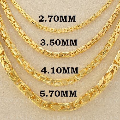 Solid 14K Yellow Gold Square Byzantine 