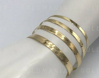 14K Solid Gold Herringbone Bracelet, 7&quot; 8&quot;, 3mm 4mm 4.6mm 6mm, Real Gold Bracelet, Flat Gold Bracelet, Delicate Gold Bracelet, Women