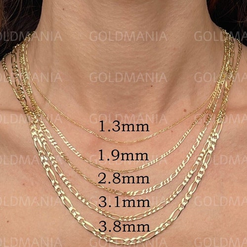 14K Solid Gold Figaro Chain Figaro 