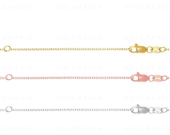 14K Gold Kabel-Gliederkette: Weiß, Gelb, Roségold, 46-45 cm