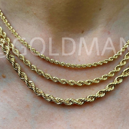 14K Yellow Gold Rope Chain Necklace 18 