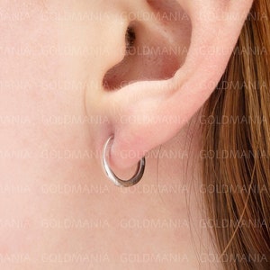 14K White Gold Hoop Earring Set, 12mm, Real White Gold Hoops, Small White Gold Hoops, Tiny 14K Hoops, Polished Hoops, Women Men