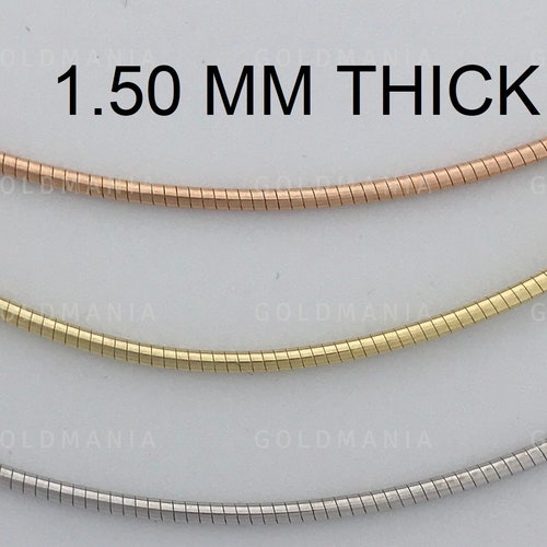Solid 14K Gold Round Omega Chain 