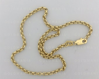 10K Yellow Gold Rolo Round Link Anklet Chain, 2.4mm Thick, 10" Inch, Real Gold Anklet, Ankle Bracelet, Ankle Jewelry, Gold Anklet, Women