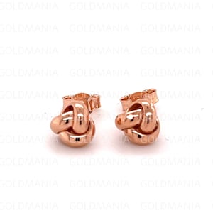 14K Rose Gold Love Knot Stud Earring Set, 7mm, Real Gold Studs, Gold Loveknots, Small Studs, Women