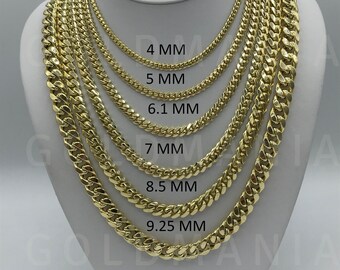 14K Solid Yellow Gold Miami Cuban Chain Necklace 22 30 Inch 4mm