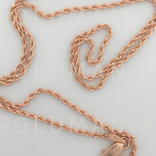 14K Solid Rose Gold Diamond Cut Rope 
