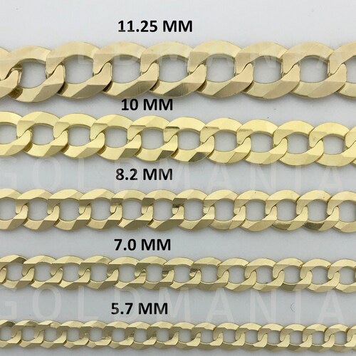 14K Solid Yellow Gold Curb Link Chain 