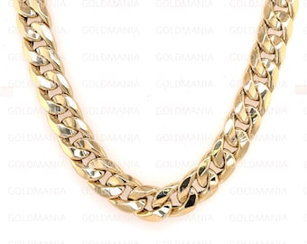 14K Yellow Gold Chunky Miami Cuban Link Chain Necklace, 18" Inch, 10mm Thick, Real Gold Chain, Women Gold Necklace, Thick Gold Chain