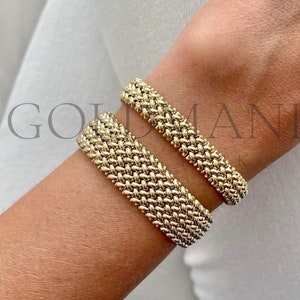 14K Yellow Gold Mesh Bracelet, 8.8mm 14.5mm Thick, 6.25" 7" Inch, Real Gold Bracelet, Woven Bracelet, Ladies Bracelet, Women