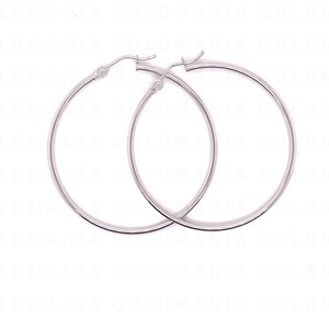 White Gold Hoops, 10K White Gold Hoop Earrings, Thin White Gold Hoops, 25mm 30mm 40mm, 1.5mm Thick, Real White Gold Hoops, Women