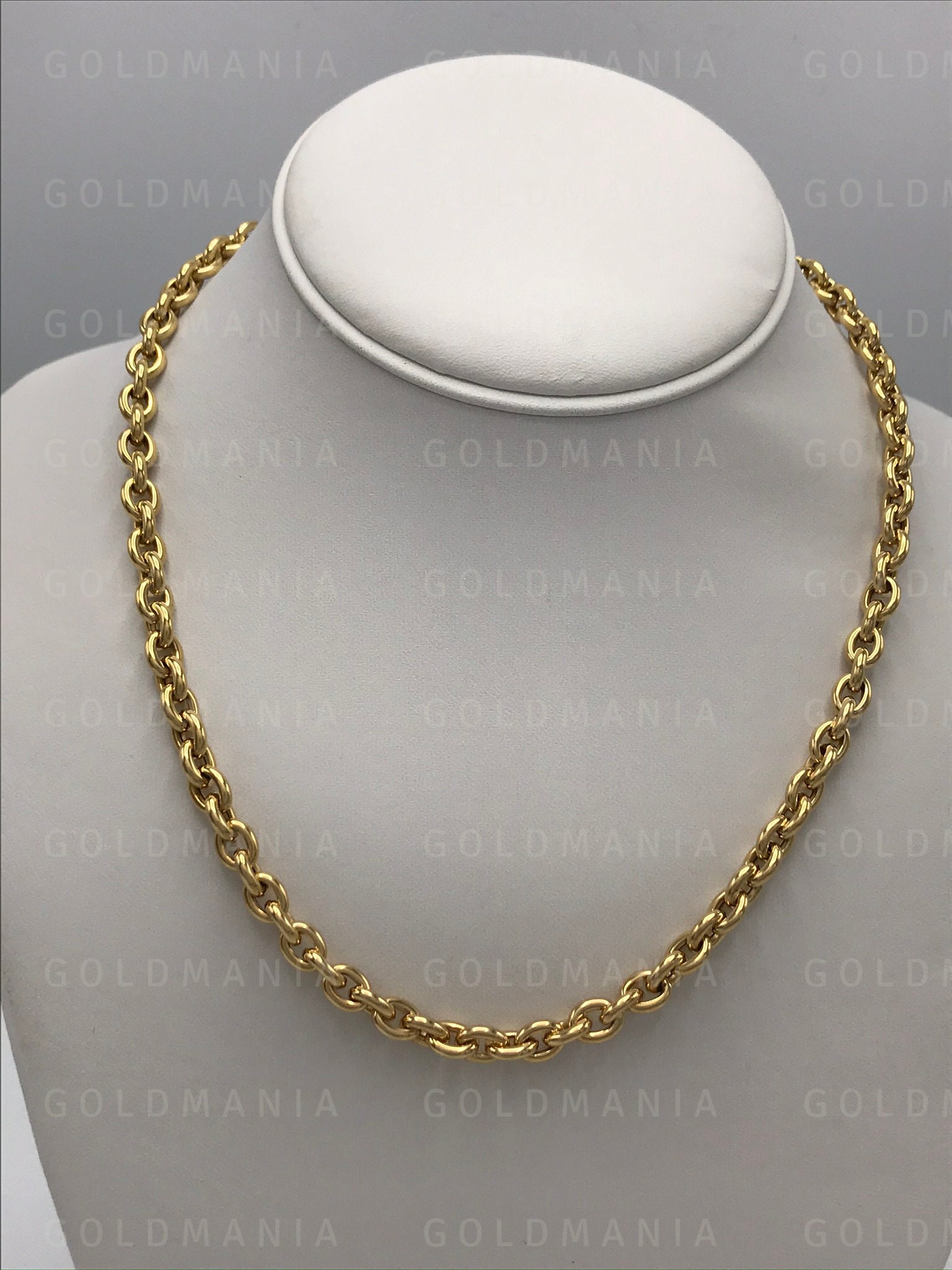 14K Yellow Gold Oval Rolo Chain 