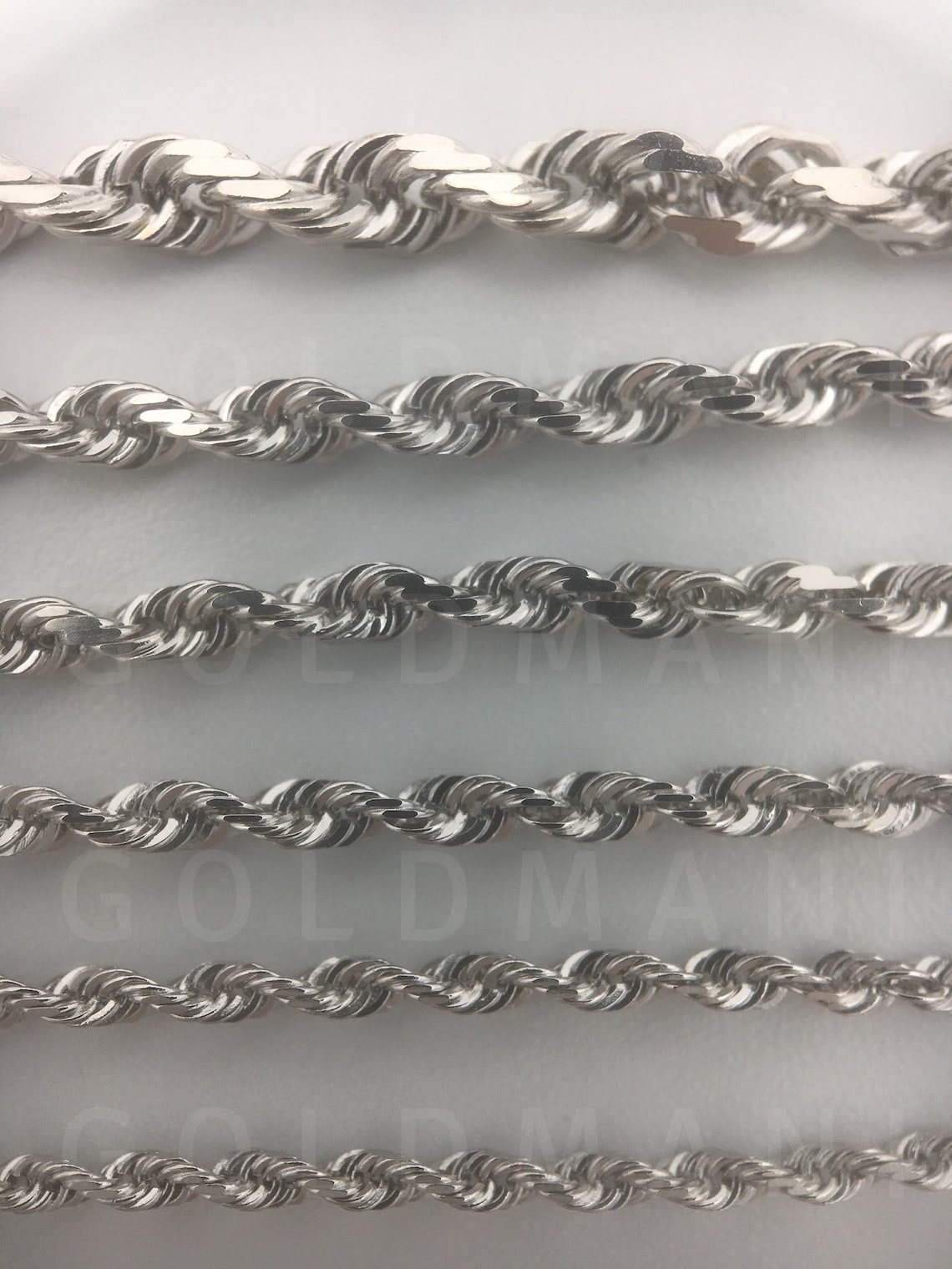 14K Solid White Gold Diamond Cut Rope Chain Bracelet 7 - Etsy
