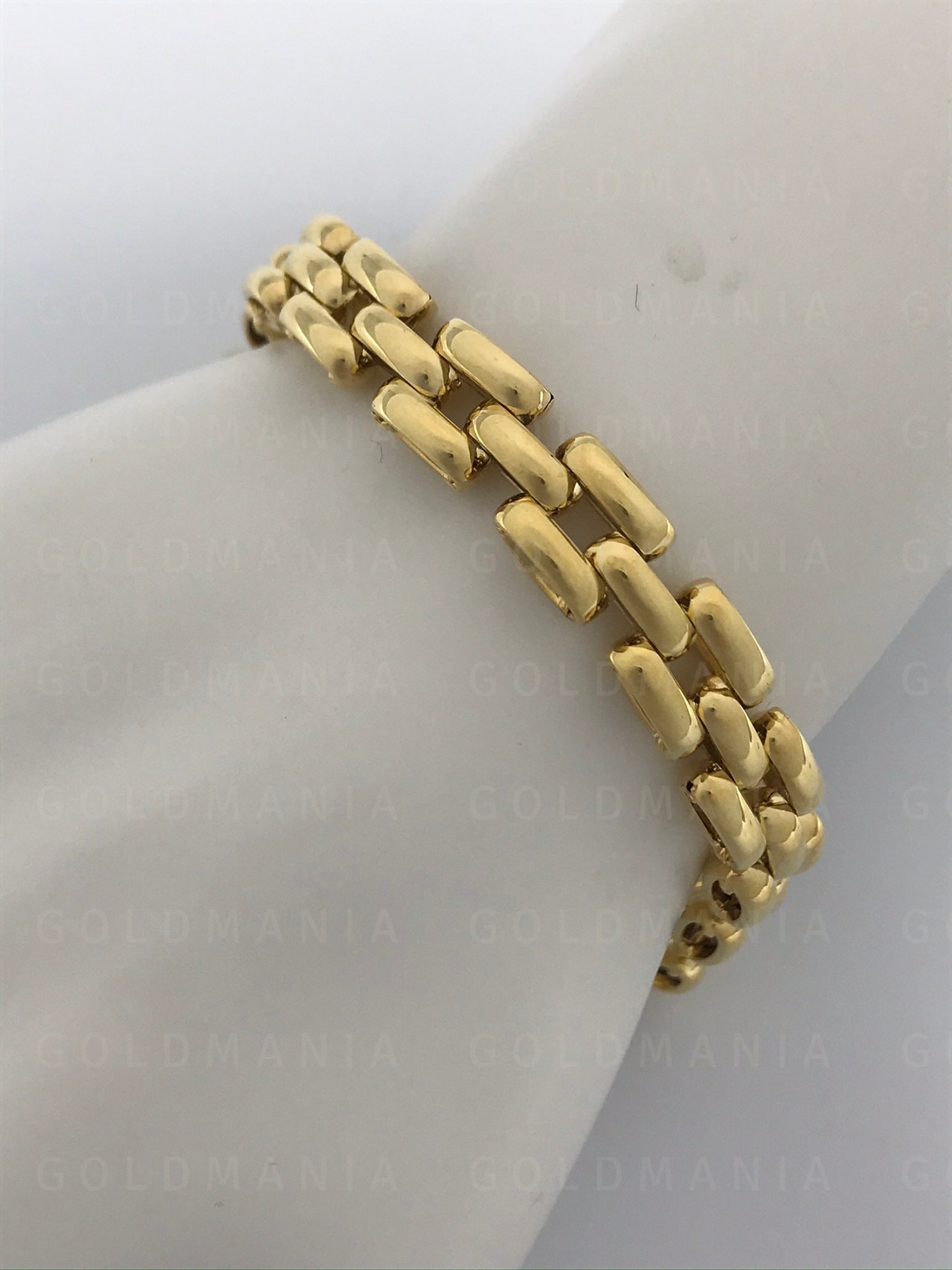 14K Yellow Gold Panther Link Bracelet 8 Inch 9.5mm Etsy