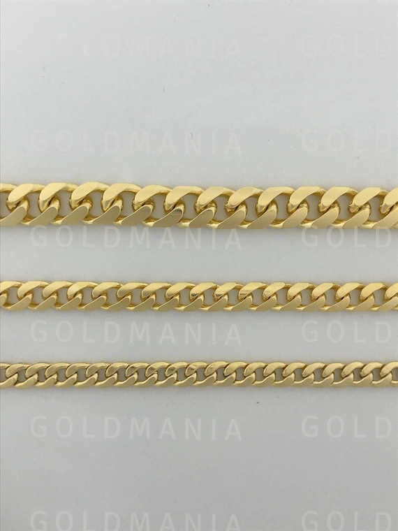 Collana Uomo Vero Oro 10 Carati Cubana 2,5mm Taglio Diamante Varie Lunghezze 16-30 Pollici