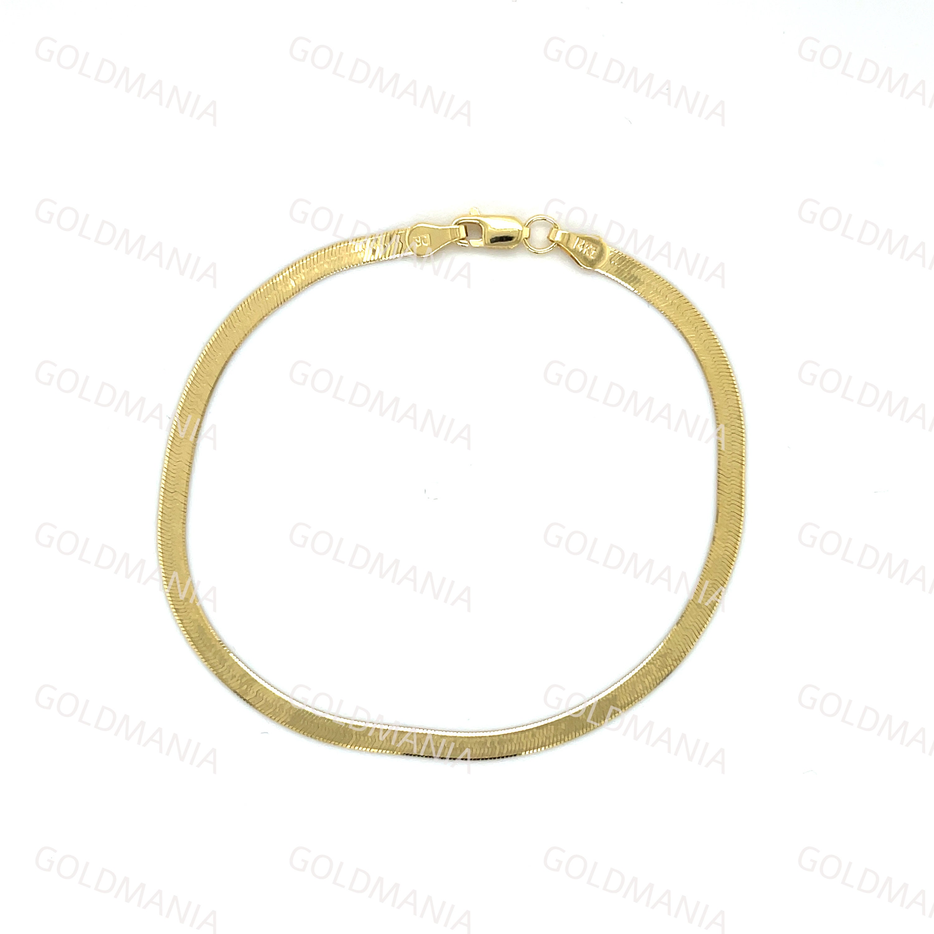 Thin 10K Solid Gold Herringbone Bracelet Women 7 Inch Etsy