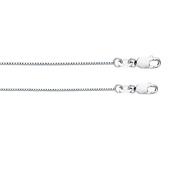 Solid 18K White Gold Box Chain Necklace 