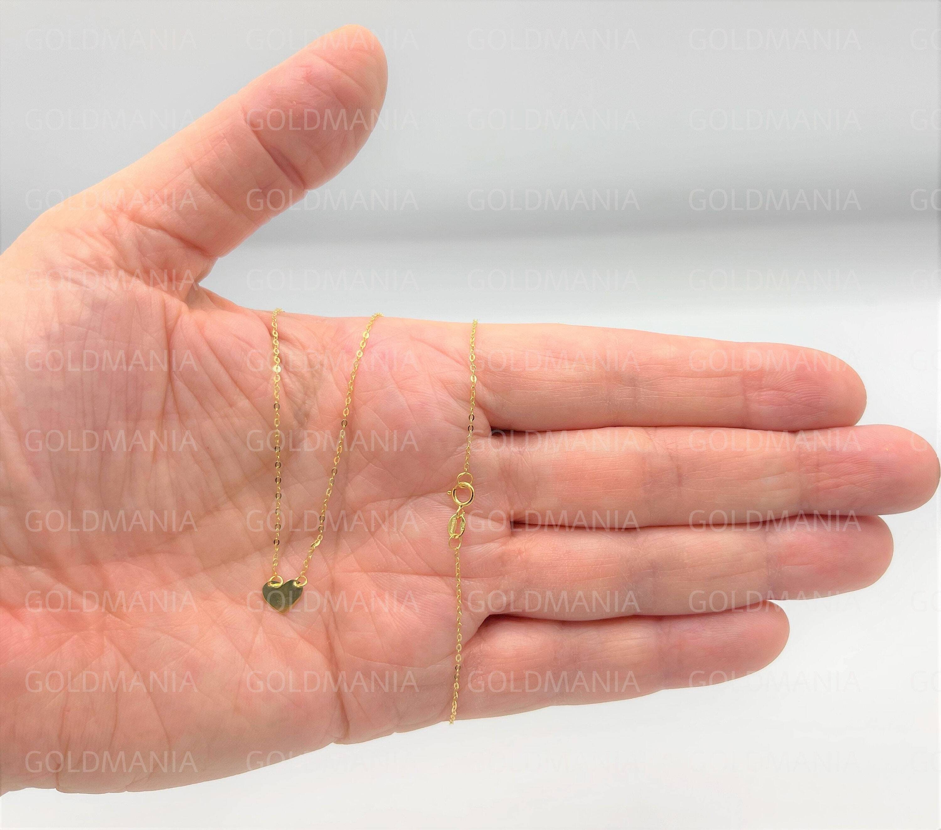 Ciondolo Tubo Cuore In Oro 14K Su Collana Corda 45,7 Cm - Gioiello Per Lei, Finitura Lucida, 1.3g