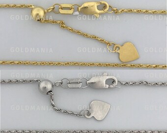 Collana regolabile con catena a corda in oro giallo 10k da 22