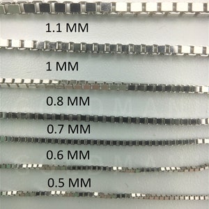 14K Solid White Gold Box Chain Necklace, 16" To 30" Inch, 0.5mm To 1.4mm Thick, 14K Box Chain, Thin Box Chain, Thick Box Chain, Women