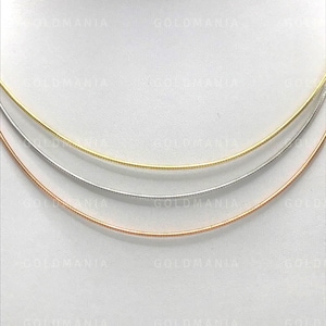 14K Solid Yellow Gold Round Omega Chain Necklace, 16&quot; 17&quot; 18&quot; 20&quot; Inch, 1.50mm Thick, Omega Gold Chain, Omega Snake