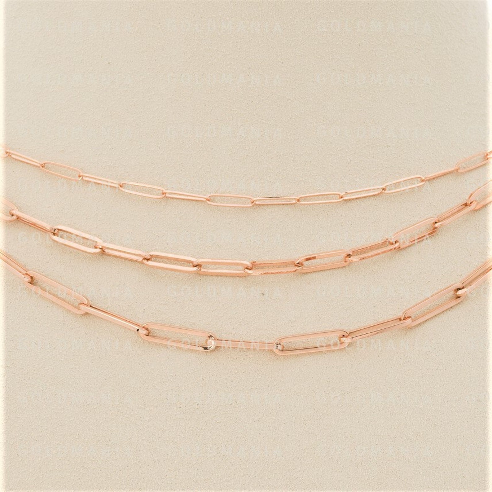 Solid 14K Rose Gold Paperclip Chain Necklace Etsy