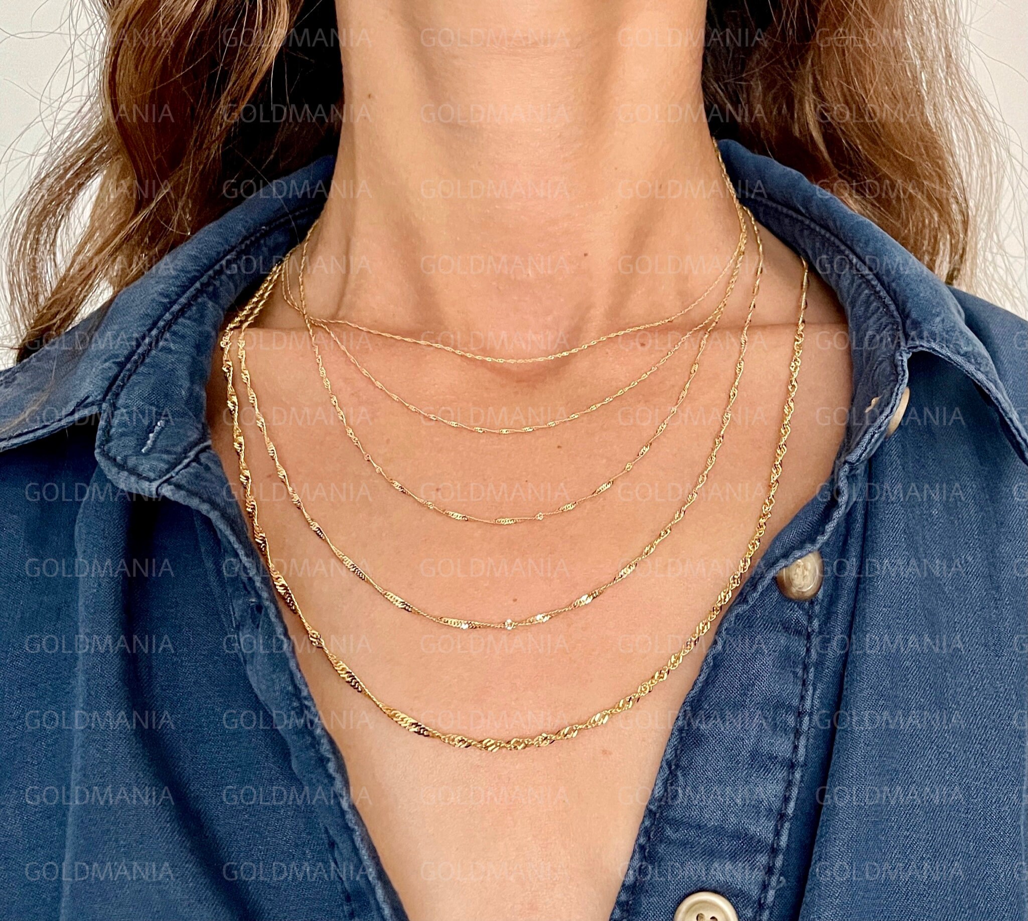 Gold Rope Chain Choker, Simple Minimalist Short Gold Necklace for Women