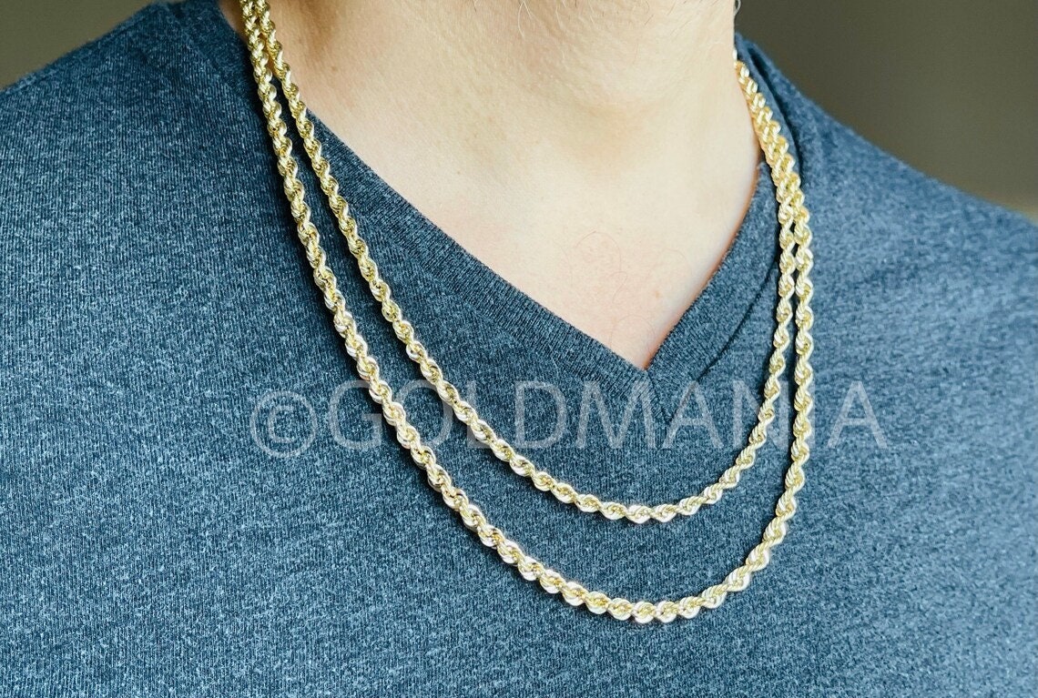 14K Solid Gold 4mm Rope Chain Necklace 8'' 20 22 24 26 – Genuine Gold –  ASA College: Florida