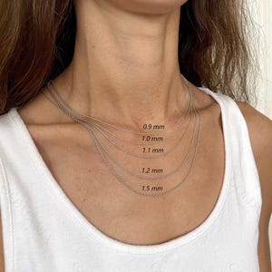 14K Solid White Gold Cable Chain Necklace, 16-20&quot;, 0.9-1.5mm Wide, Real Gold Necklace, Thin Gold Chain, White Gold Chain For Women